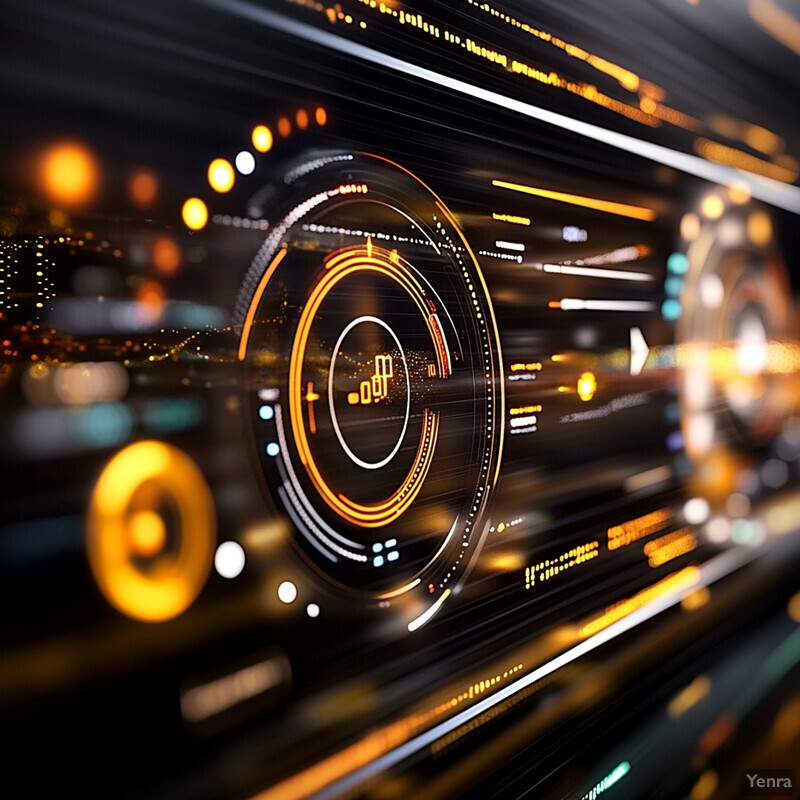 This image is an abstract representation of data visualization, showcasing various metrics and trends in a dynamic and interactive manner.