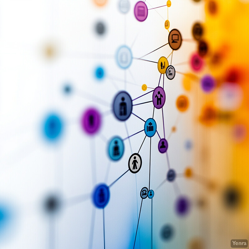 An abstract representation of a network with interconnected nodes and links.