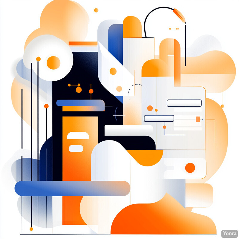 An abstract representation of structured data extraction for workflow integration, featuring geometric shapes in a dynamic arrangement.