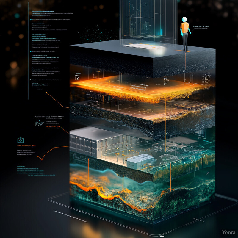 A 3D diagram illustrating lifecycle cost modeling with various components and a dark background.