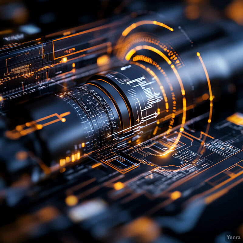 A futuristic image showcasing a complex circuitry design with glowing circuits and microchips.