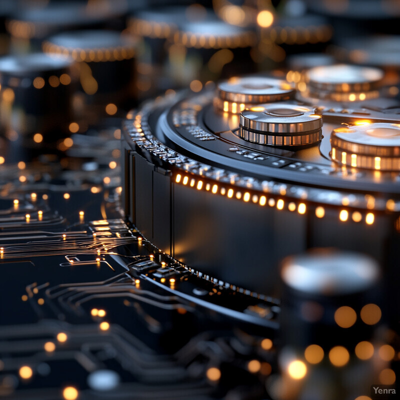 A close-up view of a circuit board, showcasing its intricate details and components.