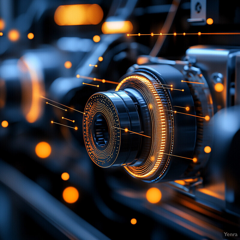 An advanced camera lens with intricate details and futuristic elements is showcased in this image.