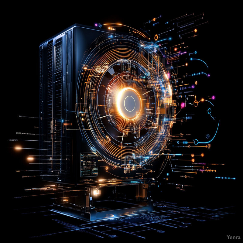 A futuristic scene featuring a glowing orb and connected lines, potentially representing continuous improvement through feedback loops.