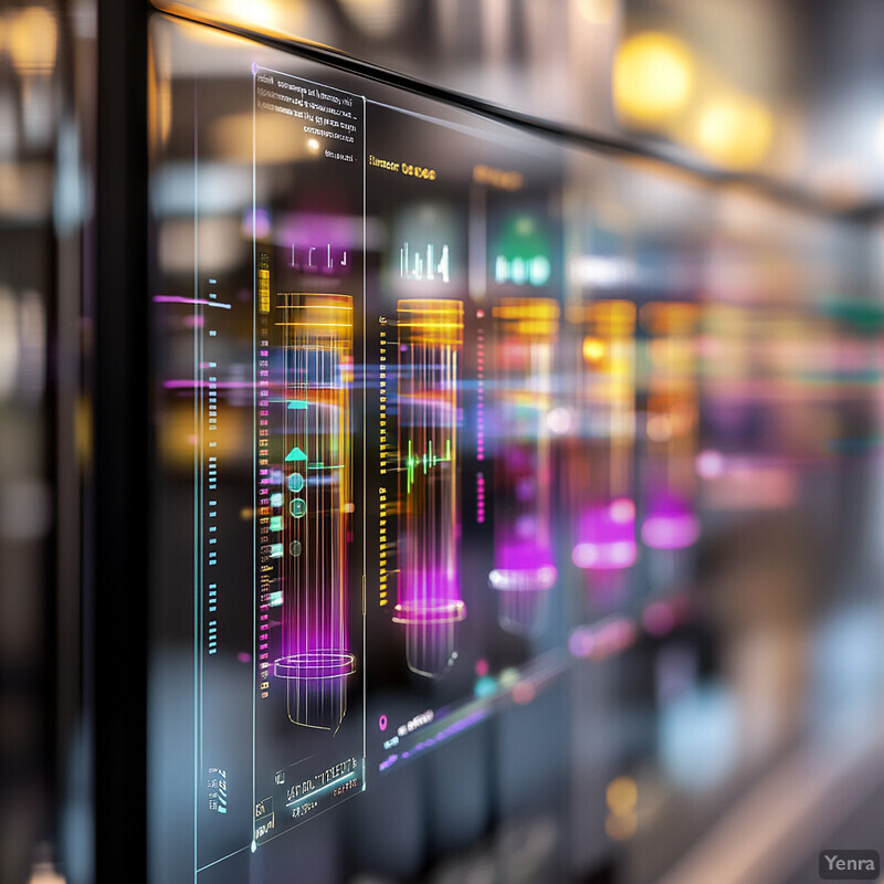 An interactive screen displaying real-time data and graphs in a control room or monitoring center.