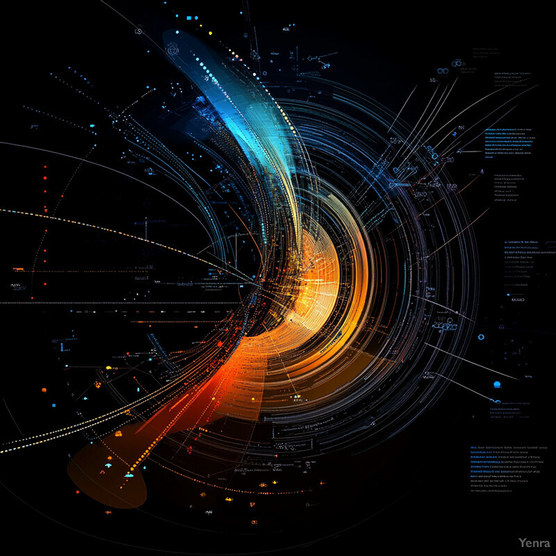 An abstract representation of a complex system with interconnected lines and nodes.