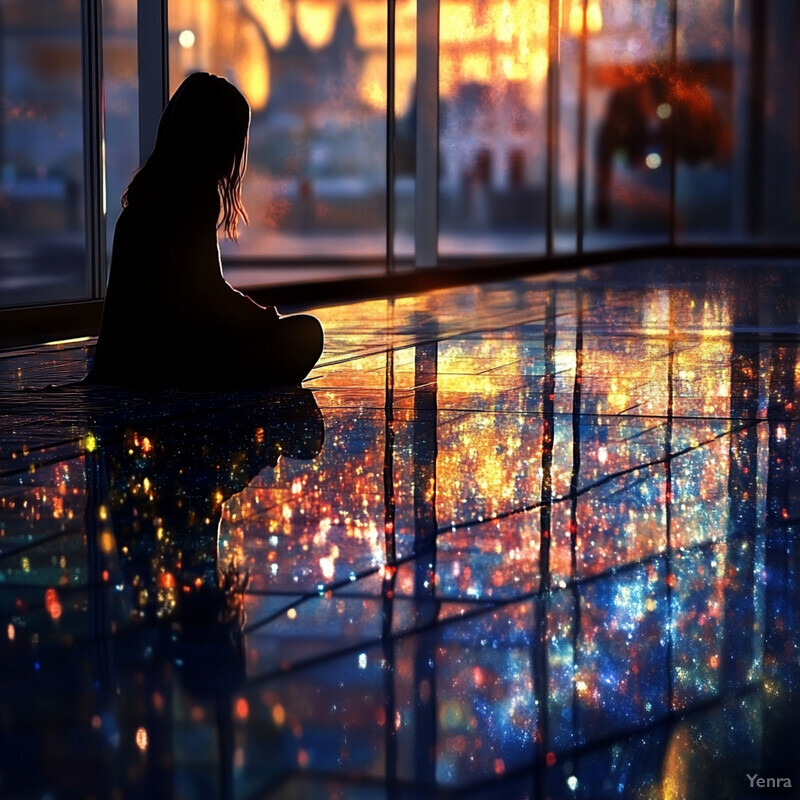 A young girl sitting on the floor of an empty room, lost in thought.