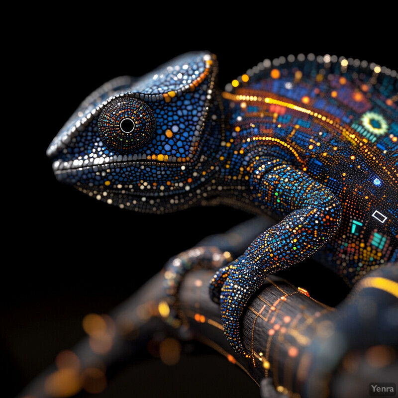 A chameleon demonstrates its ability to blend into its environment through adaptive strategies in evolving markets.