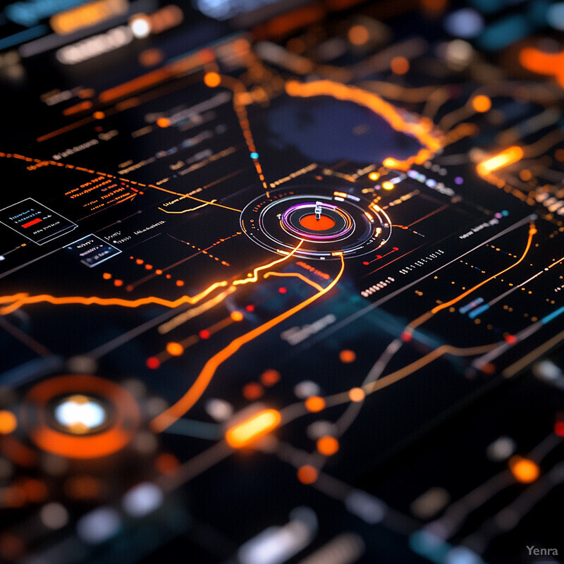 A futuristic dashboard displaying various data and analytics.