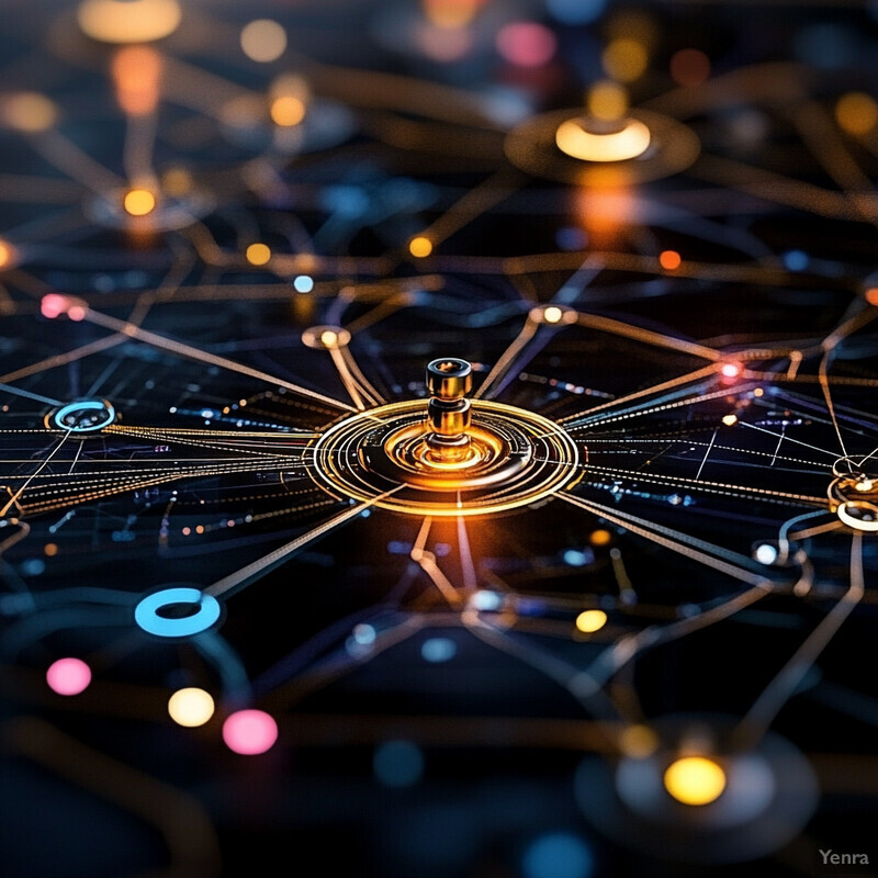 A complex network of interconnected nodes and lines, representing a dynamic and interconnected system.