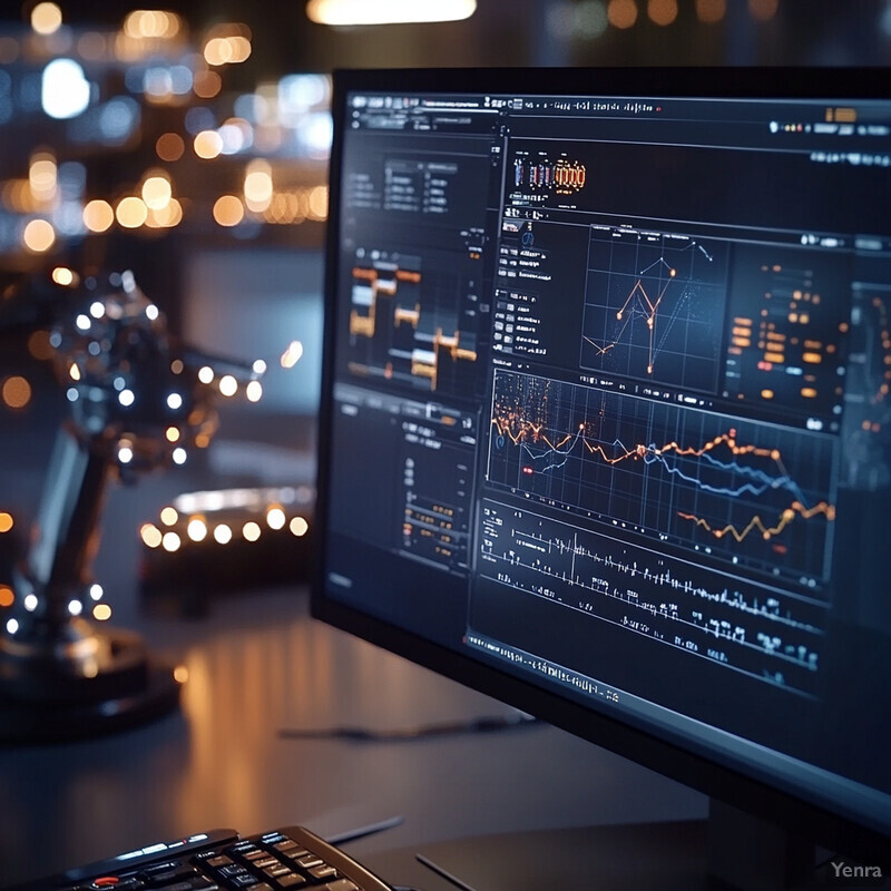 A computer monitor displays a Transaction Cost Analysis report in an office or home workspace.