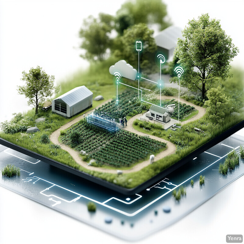 A miniature farm on a computer chip showcases the integration of technology and agriculture.