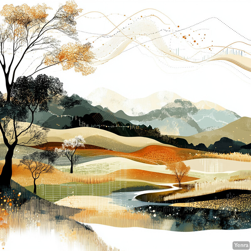 A serene landscape painting capturing the essence of nature's cyclical patterns.