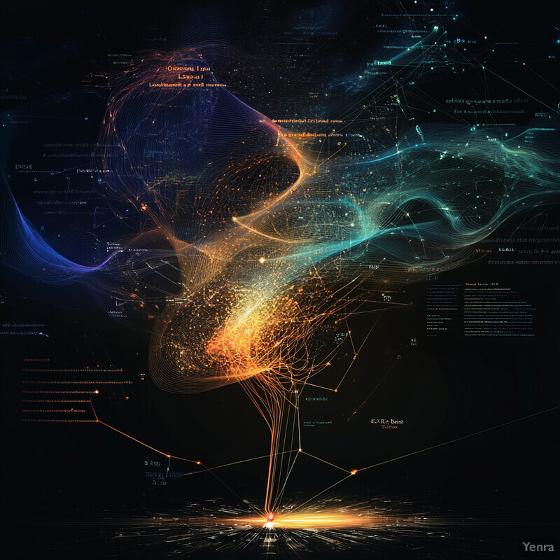 A complex network of interconnected nodes and edges, showcasing relationships between entities.