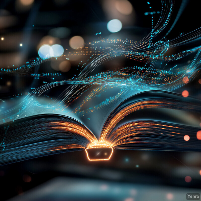 An open book with a glowing light emanating from its pages.