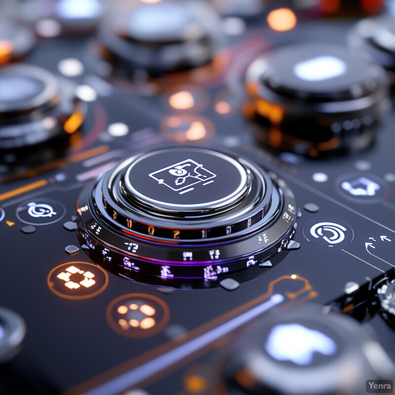 A close-up of a DJ controller with various controls and knobs.