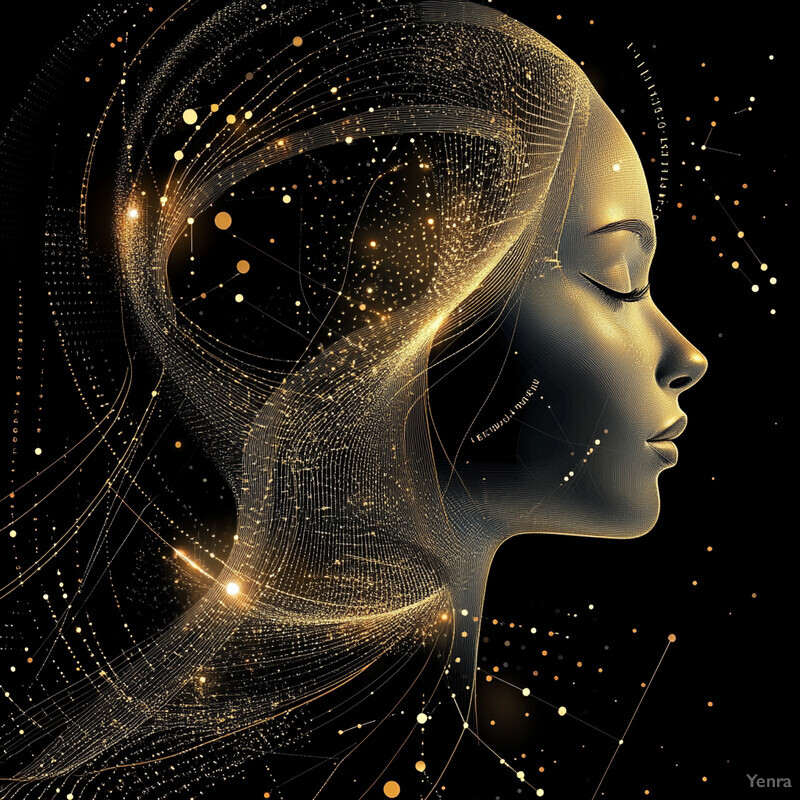 A stylized illustration of a woman's head and shoulders in a state of deep contemplation or meditation.