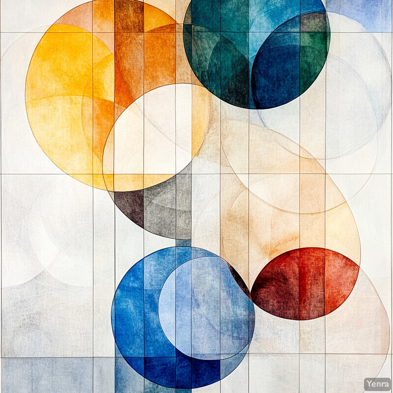 An abstract composition featuring overlapping circles in various colors.