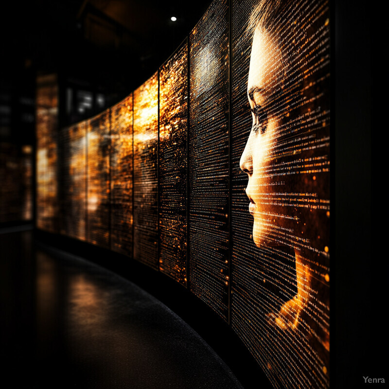 A large wall of digital screens displaying various images and text in an endless sequence.