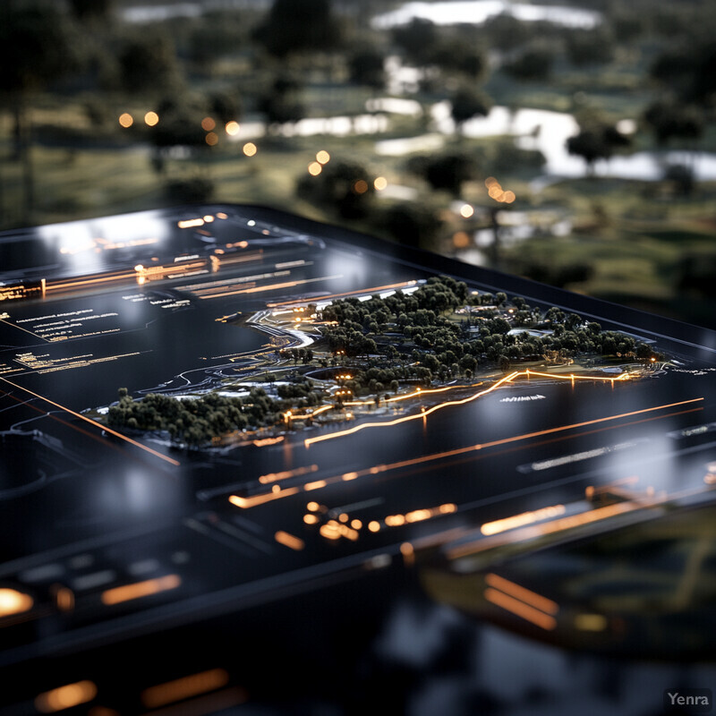 A 3D rendering of a cityscape at night showcasing the integration of real-time data into its infrastructure.