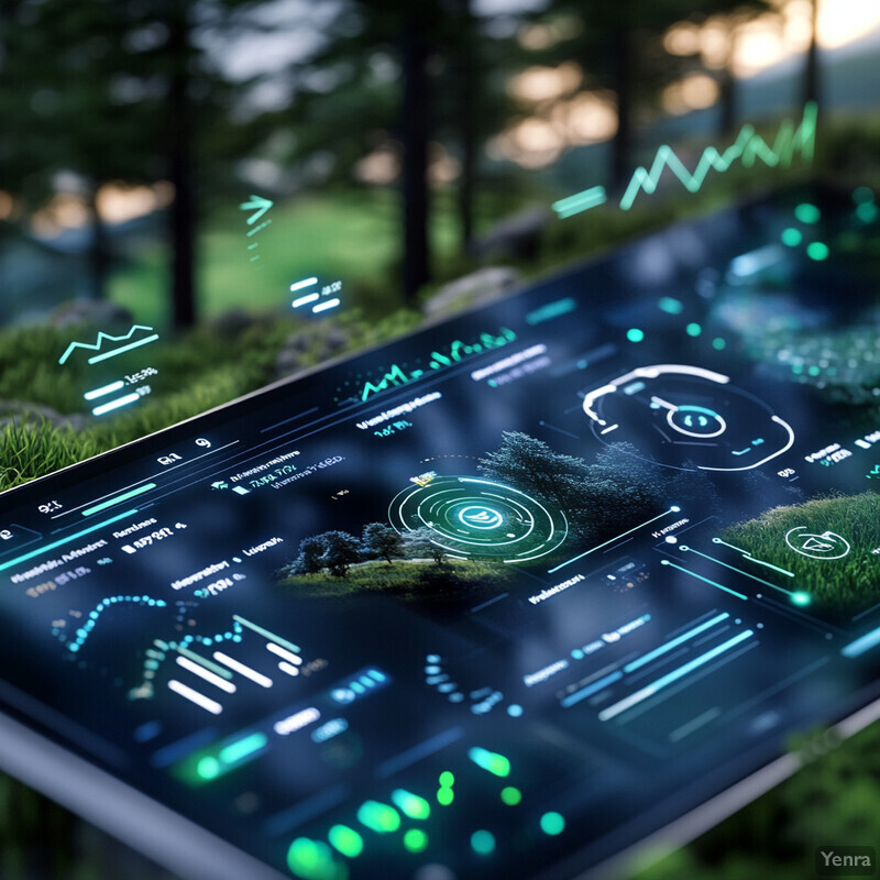 Real-time data integration dashboard displayed on a tablet in an outdoor setting.