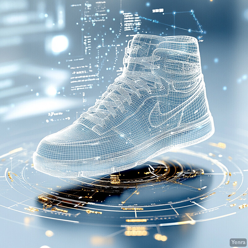 3D scan of an Air Jordan shoe with a white Nike logo and transparent blue mesh