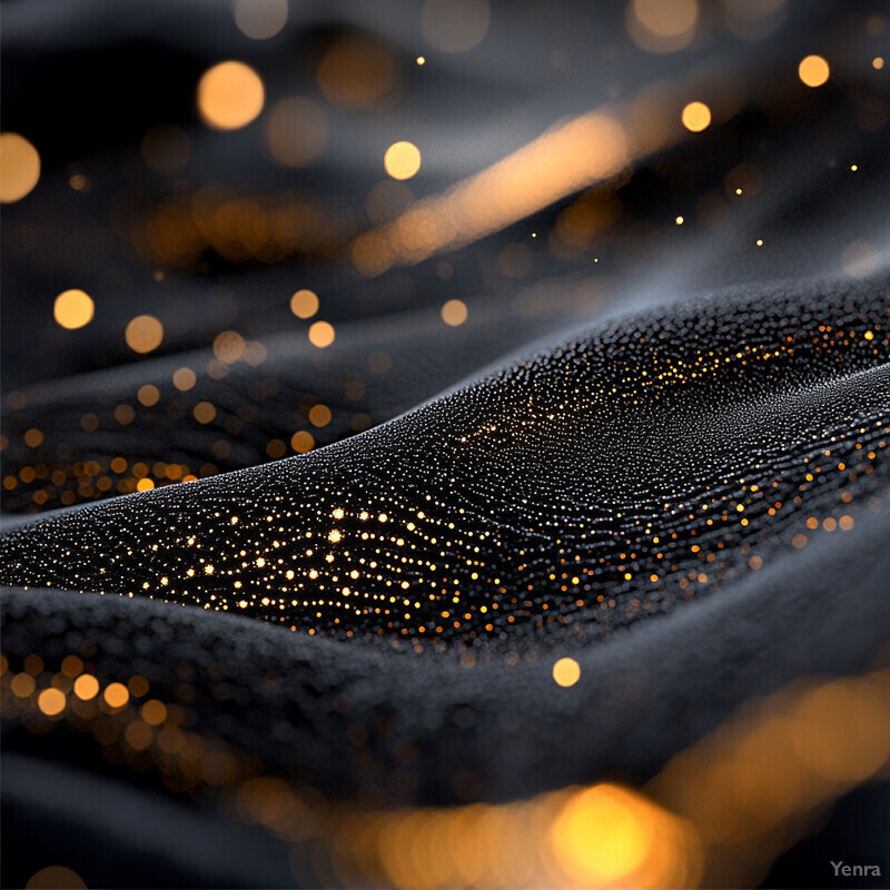 A black surface covered in densely packed gold dots creates a textured and visually striking appearance.