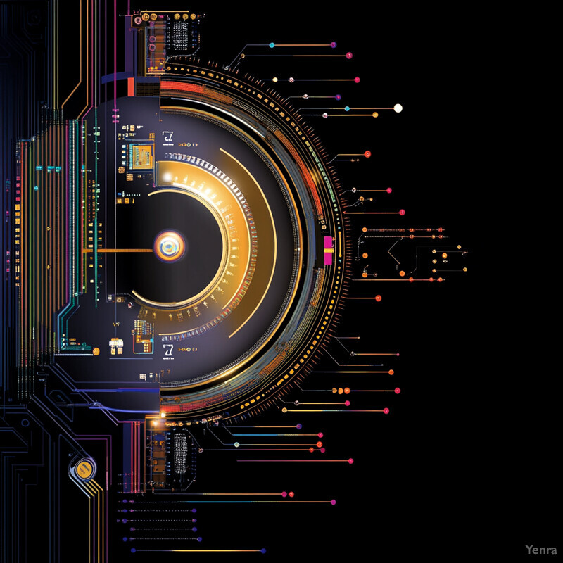 A futuristic and high-tech visual representation of a wafer map pattern recognition system.