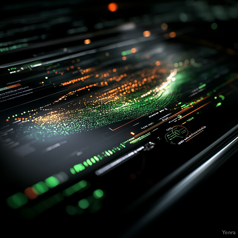 A futuristic dashboard with various screens displaying data and graphs.