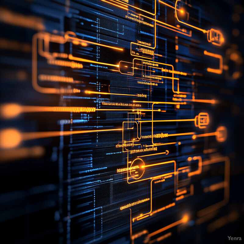 A complex network of interconnected lines and nodes, labeled with technical symbols and abbreviations.