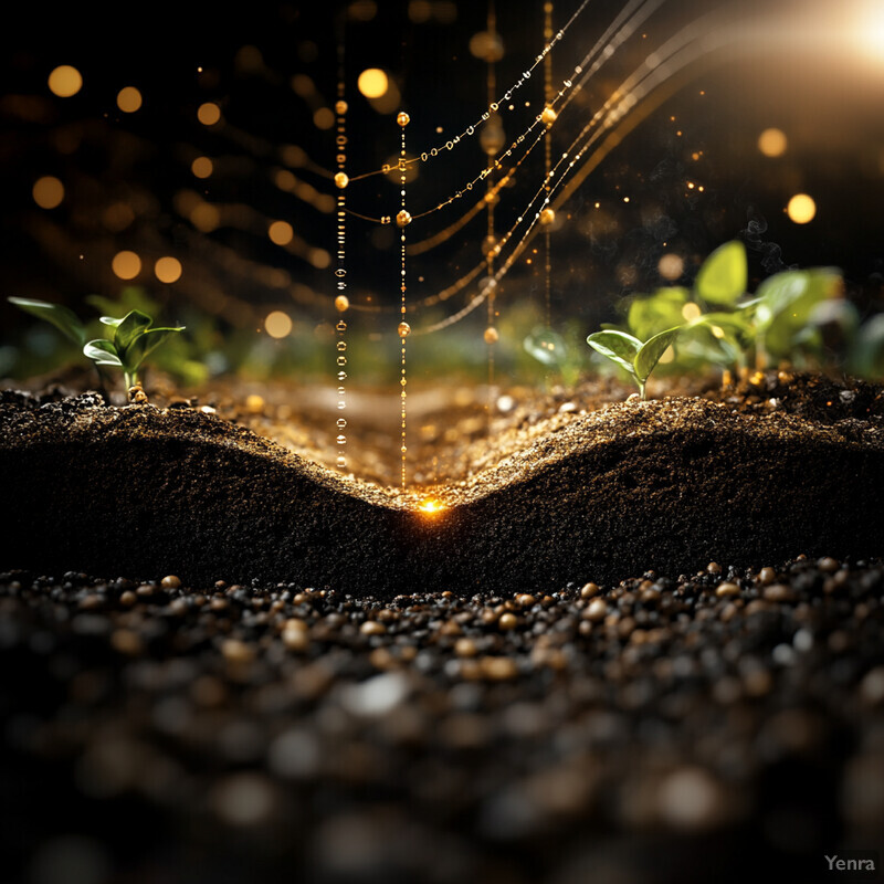 A digital rendering of a soil sample with a focus on carbon sequestration modeling.