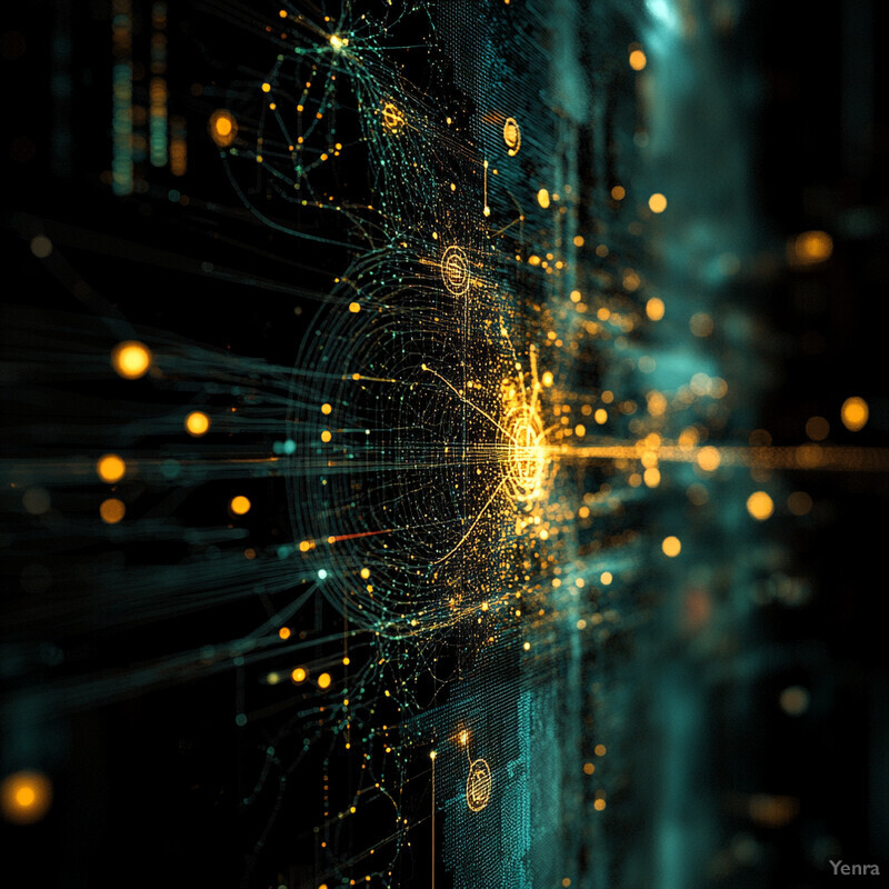 An abstract image representing a microbial network with interconnected nodes and lines.