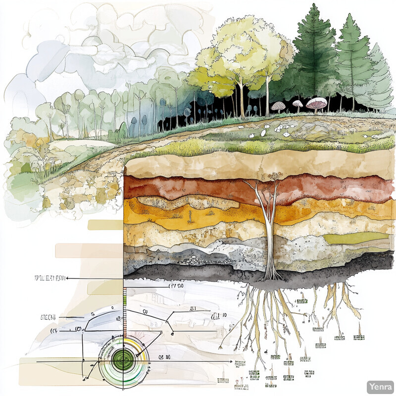 This image provides a detailed illustration of soil layers with distinct colors and textures.