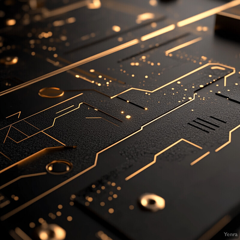 A detailed view of a circuit board, showcasing its intricate components and layout.