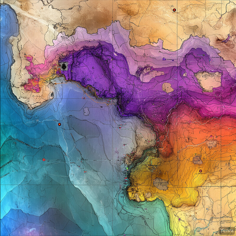 A topographic map of an area, likely created using GIS technology.