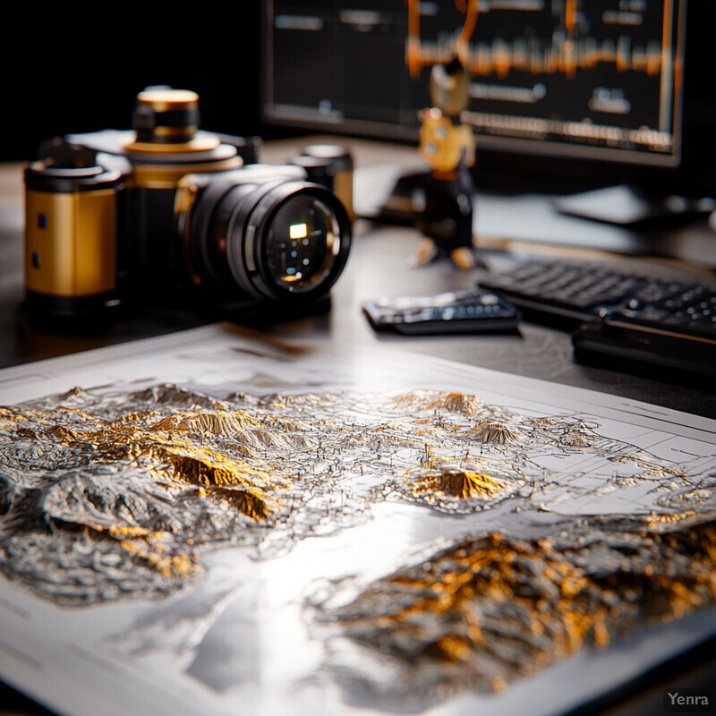 A well-organized workspace with a topographic map and various tools.