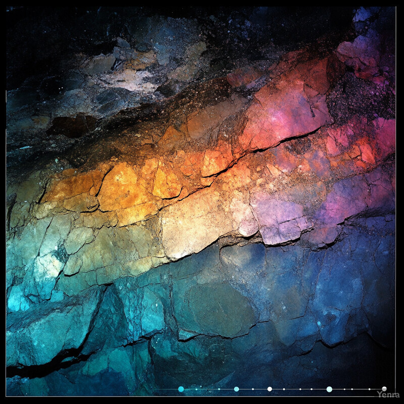 A detailed analysis of a rocky surface with vibrant colors and textures.