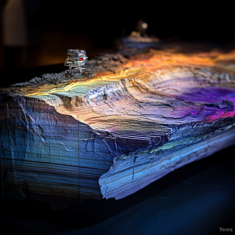 3D model of a geological formation with a focus on its structural geology.