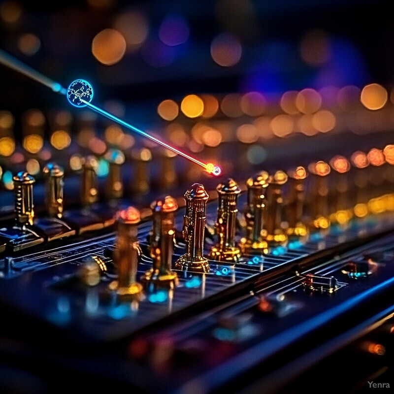 A close-up view of a circuit board with various components and wires.