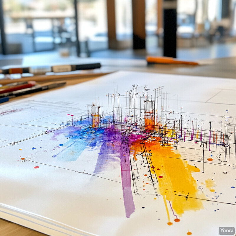 A watercolor painting of a cityscape created using vibrant colors and intricate details.