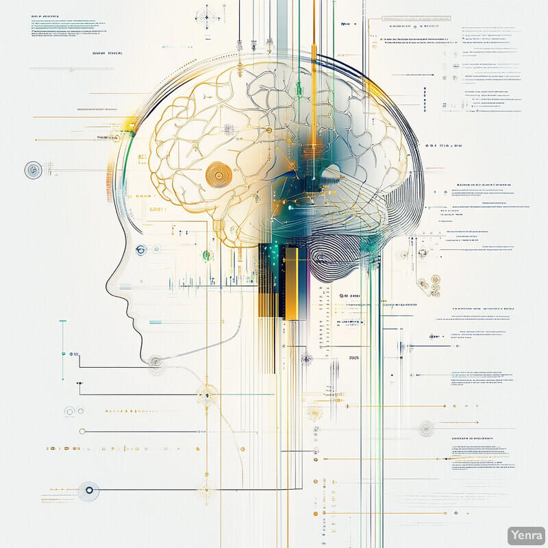 A detailed anatomical illustration of a human head with its brain exposed, showcasing various components and structures within the cerebral cortex.