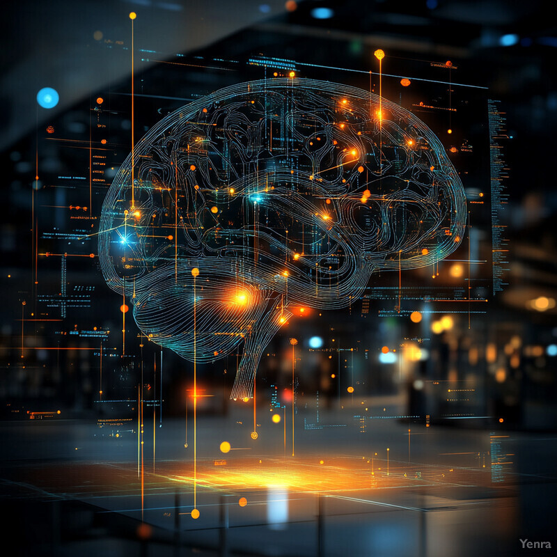 A futuristic digital rendering of a brain, evoking artificial intelligence or machine learning.