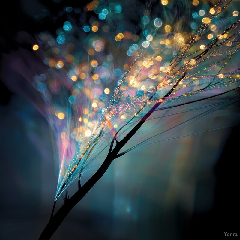 A captivating scene of fiber optic cables emitting light, set against a black background.