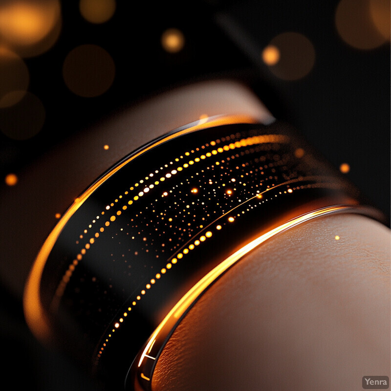 Two rings with enhanced signal processing technology feature a black band and glowing orange dots.