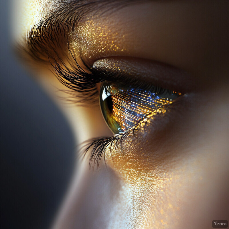 A close-up image of a woman's eye, showcasing its intricate details and vibrant colors.