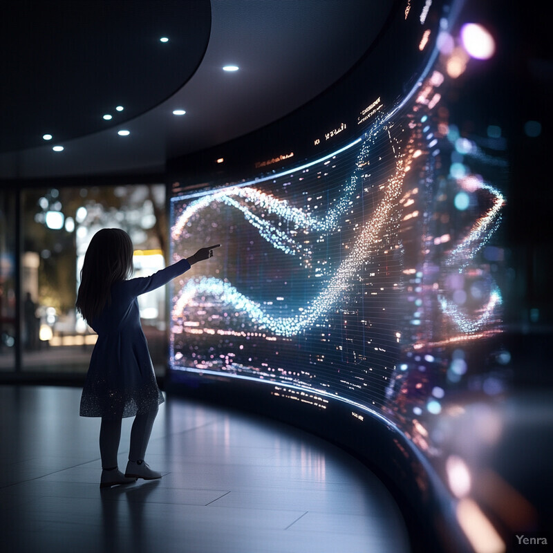 A young girl examines a graph on a screen in what appears to be an educational or clinical setting.