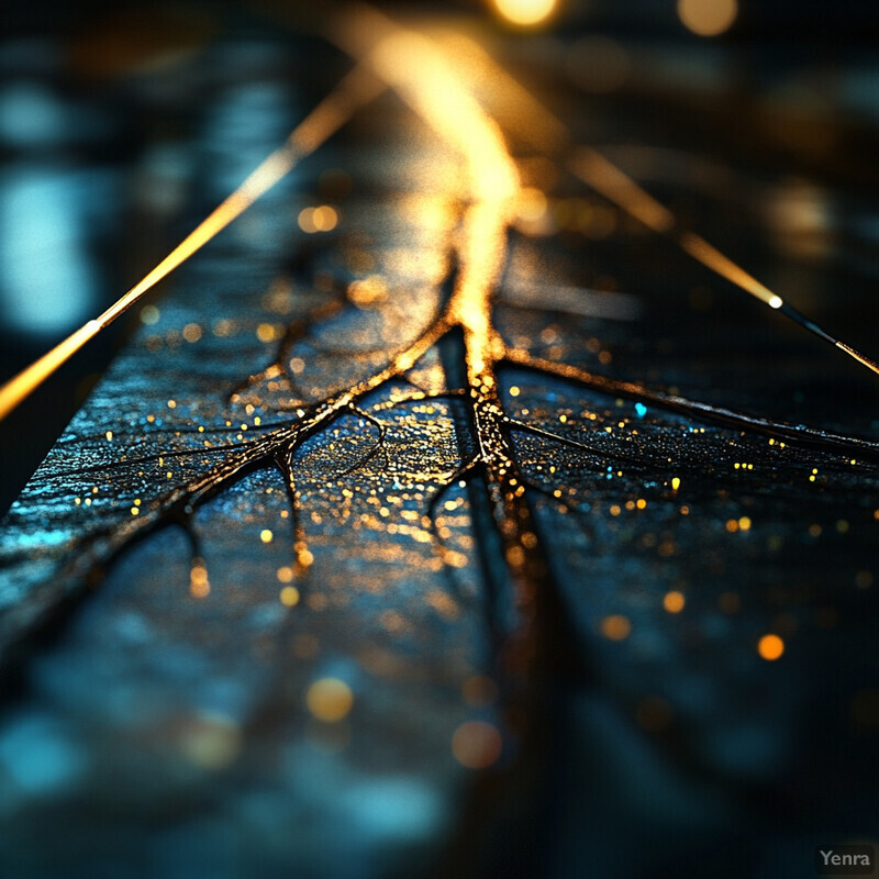 A close-up view of an acoustic guitar's fretboard and strings, showcasing its intricate details.