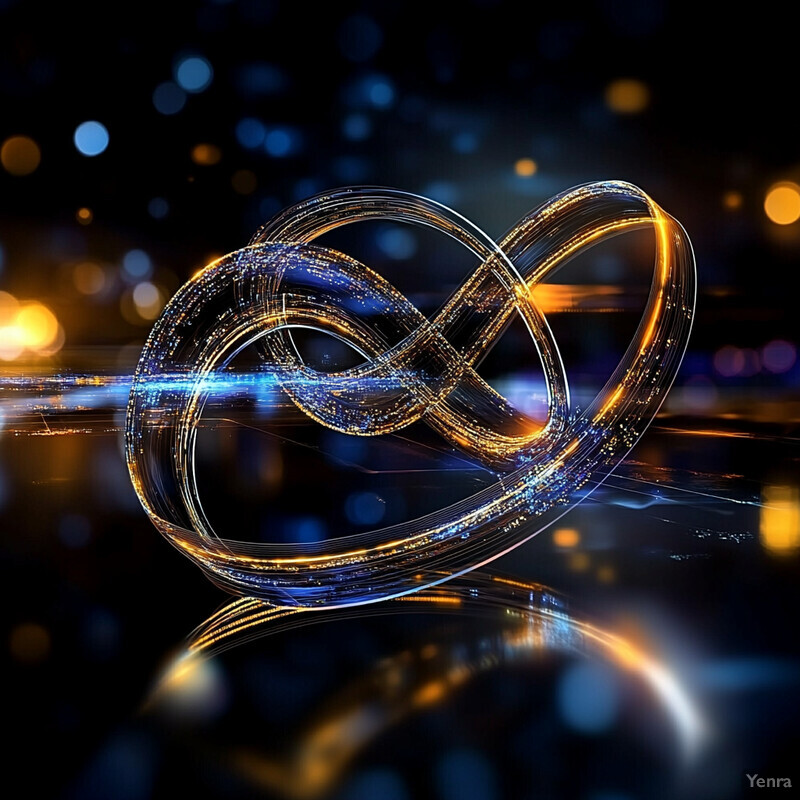 A futuristic representation of continuous improvement through feedback loops, featuring two intertwined rings with a dynamic glow.