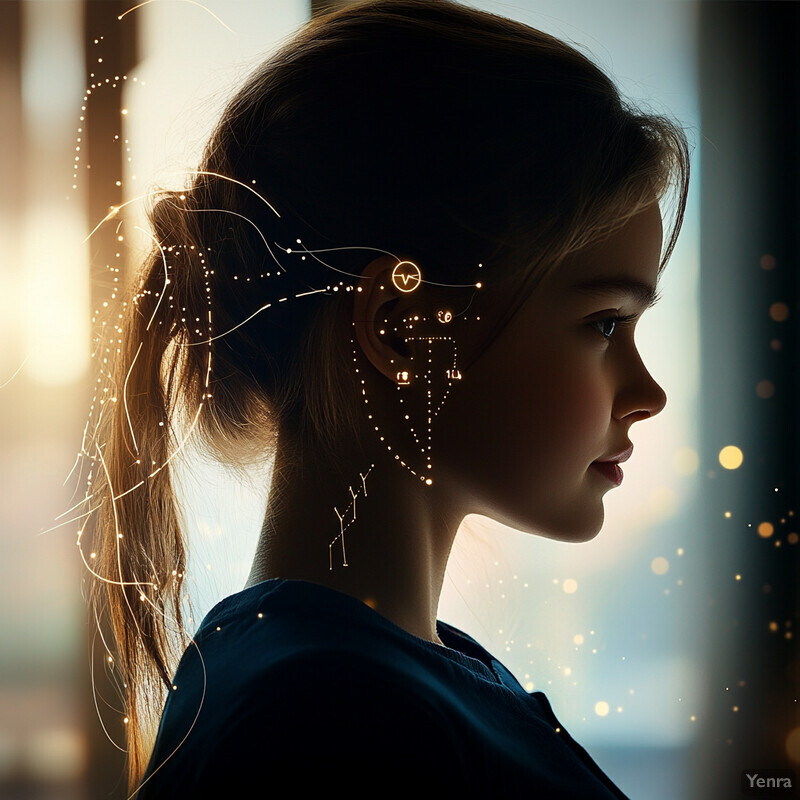 A young girl with long hair stands confidently in front of a white wall adorned with colorful stickers or decals.