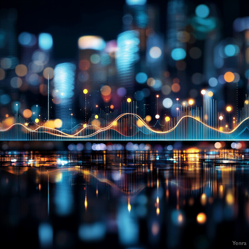 A cityscape at night, capturing the energy and dynamism of urban life.